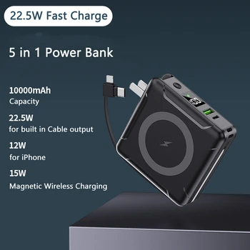10000mAh Mini-banca de Putere 15W Magnetic Wireless Qi Incarcator Powerbank pentru iPhone 13 Xiaomi Samsung Portabil Putere Banca cu Cablu