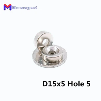 100buc 15x5 orificiu: 5mm magnet înecat inel 15x5-5 magneți 15mmx5mm Orificiu: 5mm pământuri rare N35 15*5 gaura 5mm magnet 15x5-5mm