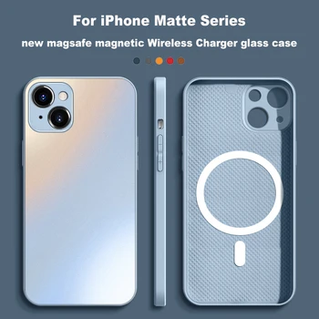 10BUC Cu Cutie Mat Sticla Magsafe Magnetic Cover Pentru iPhone 14 13 12 11 Pro Max Încărcător Wireless Macsafe Caz de Încărcare