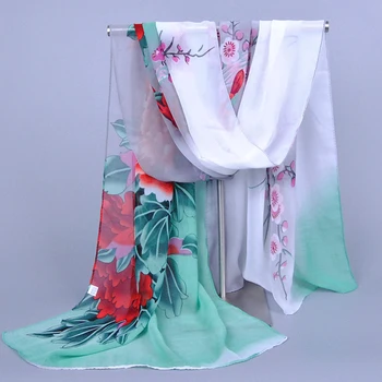 150cmx50cm Femei Vara Eșarfă de Mătase 8 Culori Noi Sifon Eșarfe Sifon Subțire Șaluri Și Împachetări Foulard Flori Imprimate Hijab