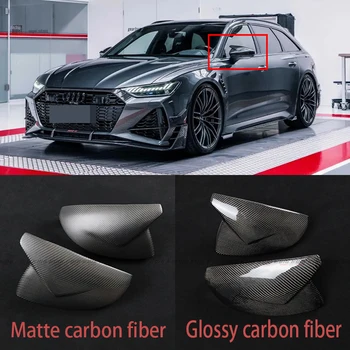 2 buc de Mat de Fibre de Carbon Coarnele boilor Tip Oglinda Retrovizoare Shell Huse Pentru Audi A6 C8 S6 RS6 ABT A7 S7 RS7 4K8 A8 D5 2018-2021 LHD