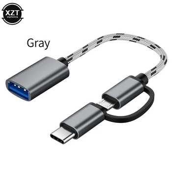 2 in 1 USB 3.0 OTG Cablu Adaptor pentru Samsung Nailon Panglica Micro USB de Tip C Date de Sincronizare Adaptor pentru Huawei pentru MacBook de Tip C