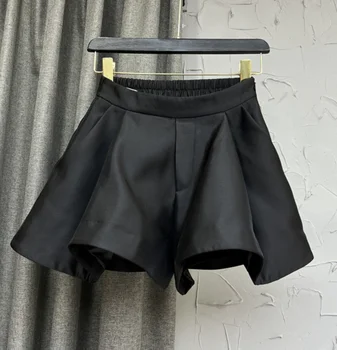 2023 coreea Moda Stil Simplu Pierde Înaltă Talie pantaloni Scurți Negri Femei Toamna anului Nou Slăbire Ocazional O - Linie Largi Picior Pantaloni Costum