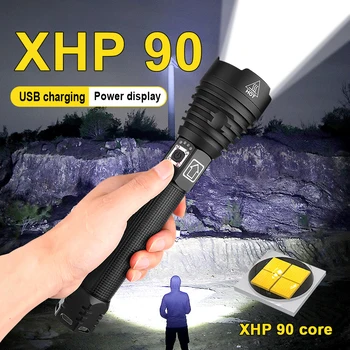 2023 NOI de Mare Putere cu LED-uri Lanterne XHP90 Ultra Powe Lanterna Flash Lumini Lanterna Cu Incarcare USB Camping Reîncărcabilă Lampă EDC