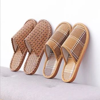2023 Noua Moda De Bambus Rattan Țesute Acasă Lenjerie De Papuci De Vara Răcire Interioară La Etajul Diapozitive Unisex Dormitor Pantofi Mujer Zapatilla