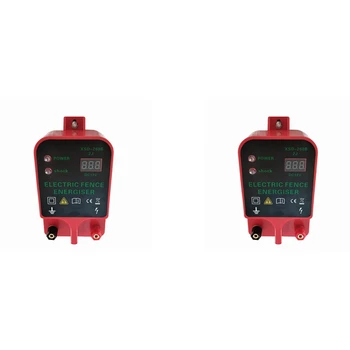 2X 10 KM Gard Electric Animale de Înaltă Tensiune Puls Controller Alarma rezistent la apa LCD Afișare Tensiune(UE Plug)