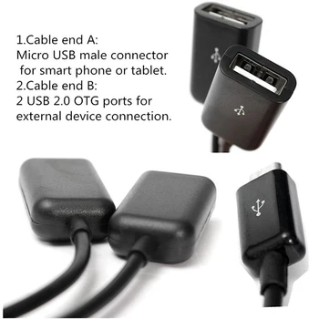 3-În-1 Multi-funcție Dual Micro USB Host OTG Hub Cablu Adaptor de sex Masculin La Feminin Dual Micro USB 2.0 Host OTG Cablu Adaptor Hub