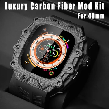 49mm de Lux din Fibra de Carbon Caz de Modificare Kit pentru Apple Watch Ultra Band 49mm Caz Acoperire Curea Silicon pentru IWatch Seria Ultra