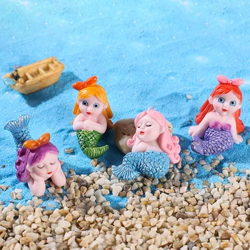 4BUC Sirenă Drăguț Tort Decoratiuni Culori Desene animate Sirenă Fată Rășină Toppers Tort Fericit Fete Sirena la Petrecerea de Ziua Consumabile