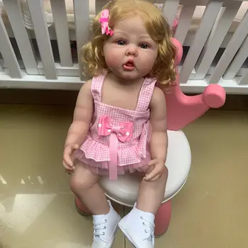 55 CM 3D Pielea Moale la Atingere Corp Plin de Silicon Renăscut Baby Doll Pentru Fata de 22 Inch Dress Up Baie Boneca Cadou de Ziua Jucărie Art Bebe