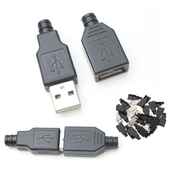 5Pair Conector Micro USB de sex Masculin de sex Feminin DIY USB 2.0 Tip a, Conectori Priză încărcător Micro USB Plug Coada Negru Capacul de Plastic