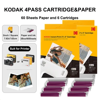 60sheets Kodak 4PASS Cartuș și Hârtie 3 7 Inch.62x7.62cm Pătrat Laminat Procesul All-in-One Hârtie Foto de Cerneală Pentru C300R Printer