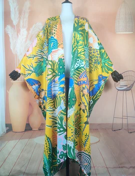 Africa De Vara Boem Doamnă Sexy Bikini Plaja Acoperi Cauzalitate Tipărite Mozaic Uza Cardigane Lungi Kimono Pentru Femei