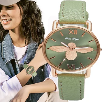 Animale de Desene animate Femei Ceasuri de Brand Tendință de Ceas din Piele Verde Insecte Elaboreze Top pentru Femei de Moda Ceas de mână de Lux Doamnelor Ceas