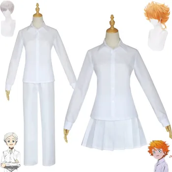 Anime-a Promis Neverland Ray Emma Norman Peruca Cosplay Costum Alb JK Uniformă Școlară Camasa Adult, Barbat, Femeie Sexy Costum de Carnaval