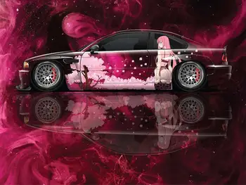 Anime Vehicul Livrea Temă Japoneză Parte Auto Folie Cast Folie De Vinil Universal Dimensiune Premium Roz Anime Autocolant Auto