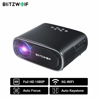 BlitzWolf BW-V4 1080P Proiector 5G-WIFI Oglindire Wireless Auto Keystone Correction 260ANSI LCD Proiectoare Home Theater Film