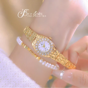 BS Brand de Lux pentru Femei de Moda Ceas de Aur de Cristal Diamant Mic Ceas Femei Rochie Stras Cuarț Ceas Cadou Pentru Femei