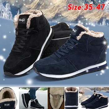 Bărbați Ghete de Iarna pentru Barbati Pantofi de Zăpadă Frumos Cizme Pantofi Plus Dimensiune Iarna pantofi Glezna Pantofi pentru Bărbați Ghete de Iarna Negru Albastru Încălțăminte