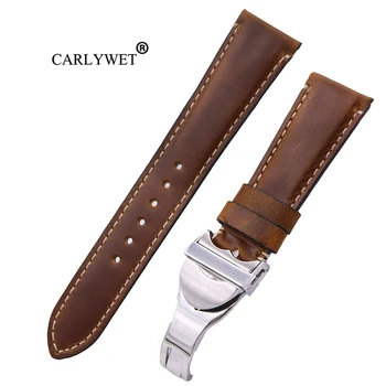 CARLYWET 22mm en-Gros din Piele Durabile Înlocuire Watchband Încheietura Curea Centura Bucle Band Bratari Pentru IWC Tudor Seiko