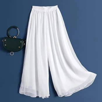 Casual Șifon Glezna-Lungime Pantaloni Femei 2023 Vara Elatic de Înaltă Talie Pantaloni Largi Picior Supradimensionate Vrac Plus Dimensiune Pantaloni M-4XL
