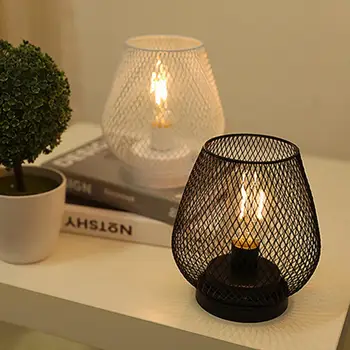 Cusca de Metal, Lampa de Masa Rotunde în Formă de LED-uri Lanterna cu Baterii Acumulator Lampa de Petrecere pentru Nunti Decor Acasă Lumânare Titularului P4A9