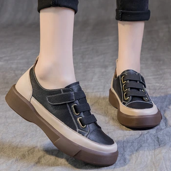 De sex feminin Retro Adidași din Piele de Primăvară de Toamnă Plus Dimensiune Rotund Toe Flats Fund Moale Confort Low-top Pantofi Zapatillas De Mujer