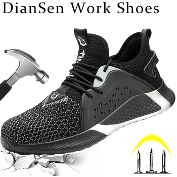DianSen Indestructibil Pantofi Bărbați Și Femei Steel Toe Aer Cizme De Protecție Puncție-Dovada Munca Adidași Pantofi Respirabil