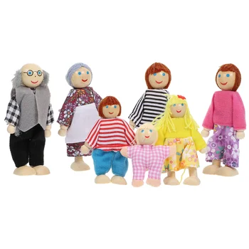 Familie Copii Jucărie Mini Cifrele Oameni Jucărie din Lemn Poseable Jucării Casa Decor Set Clasic de lucruri dragute pentru fete