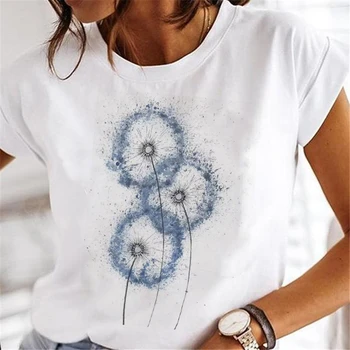 Femeile Papadie T-shirt Îmbrăcăminte de Modă de Haine Desene animate Acuarelă 90 Maneca Scurta Primavara-Vara Femei Tee Grafic Tricou