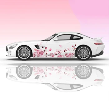 Floare Roz Pentru Femei Accesorii Auto Plin Folie Autocolant Auto Decal Decorative Taie Corpul De Curse Grafic Decal Folie De Vinil Design Modern