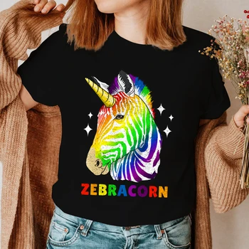 Gay Pride Zebracorn Femei t-shirt LGBTQ curcubeu animal Grafic Teuri Noi Doamnelor Grunge-ul anilor 2000 Haine Casual Femei Doamnelor Topuri