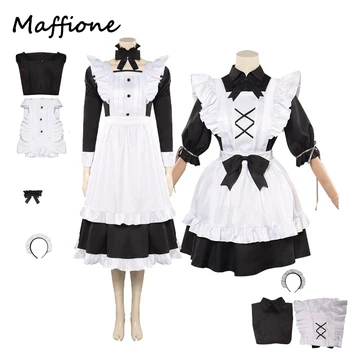 Haine Originale Menajera Cosplay Anime Scurt Timp Maid Dress Costum Fusta Fete Costume Fantasia Femei Petrecere De Halloween Rol Costum