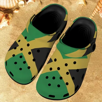 Jamaica Flag Design Doamnelor Sandale Confortabile, Non-alunecare Curea Toc Papuci de Casă Ușor Grădină Pantofi Saboti Zapatos Plano