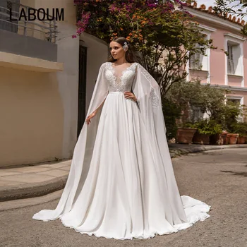 LaBoum O LINIE Albă Scoop Matura-Tren Pastrol Rochie de Mireasa Simpla 2023 Elegant vestido de noiva brautkleider robe de mariée