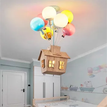 LED tavan din lemn de lumină living sufragerie copilul lumini decorative balon de lumină Băiat Fată camera cabană kawaii lampa