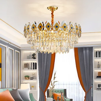 LED-uri moderne rundă de lux candelabru de cristal de aur living sufragerie dormitor candelabru