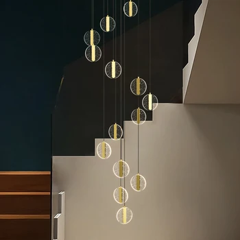 LED-uri moderne scara candelabru de iluminat Scandinave living candelabru tavan dormitor acrilice inel, corp de iluminat