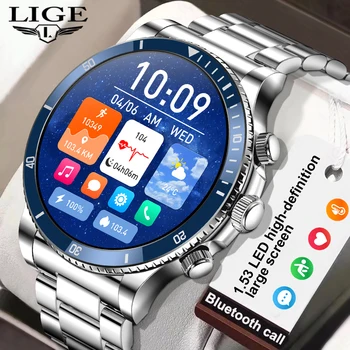 LIGE Nou de apelare Bluetooth Ceas Inteligent 1.53 inch HD ecran de monitor de Oxigen sânge barbati ceas sport fitnsess smartwatch pentru Android ios