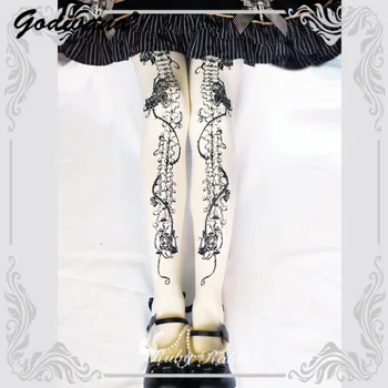 Lolita Imprimare Ciorapi Ciorapi Femei Albe Halloween Cosplay Dresuri Ciorapi Femei Gotic Fund Sexy Lungi Ciorapi
