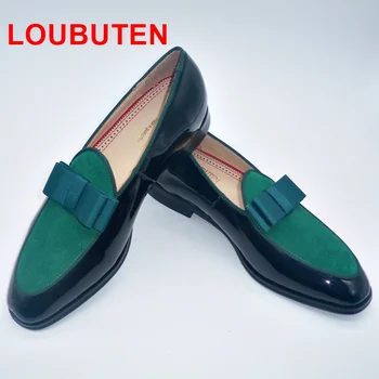 LOUBUTEN Vara Noua Moda Fluture Verde-Nod Barbati Mocasini Eleganti Pantofi de Piele Barbati Pantofi Rochie Alunecare Pe Pantofi de Partid