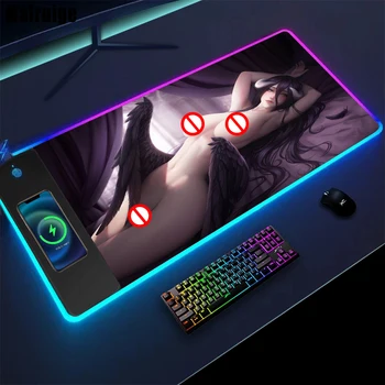 Mairuige Overlord, Albedo RGB de Încărcare Wireless Mouse Pad Mousepad Viteza Tastatură de Gaming Setup Covor, Birou, Birou pentru Laptop Mat