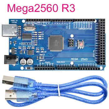 Mega2560 R3 Seria Square Port CH340G MEGA2560 R3 Placa de baza Îmbunătățită Edition cu Cablu de TIP C