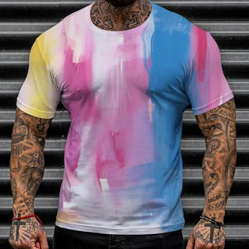 Men ' S T-Shirt Abstract Cravată-Vopsite cu o imprimantă 3d, O-Neck Short Sleeve Top Simplu pentru Bărbați Îmbrăcăminte de Vară Regulat Pierde O Gât T-Shirt 6xl