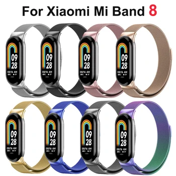 Milanese Loop Curea pentru Xiaomi Mi Band 8 Metal Magnetic Bratara Miband8 din Oțel Inoxidabil Curea pentru o creștere Inteligentă Mi Band 8 Bratara
