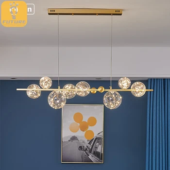 Modern de Aur / Negru Candelabru de Sticlă Bule de Metal Pandantiv de Iluminat cu LED-uri Margele Lampa Star corp de iluminat pentru camera de zi Dormitor