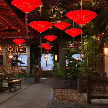Noul material Chinezesc candelabru de bambus umbrela lampă sala creativ retro restaurant, club, sala de expoziții coridor lampa Japoneză