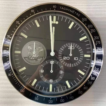O M E G Un Lux Ceas de Perete Mare, Design Modern Metal Ceas Forma Ceasuri Tăcut Calendar Quartz Acul Ceas de Perete cu Data