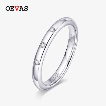OEVAS 100% Argint 925 Culoare D Moissanite Inele cu Diamante Pentru Femei Inel de Diafragmă Spumante Trupa de Nunta Bijuterii Fine Cadou