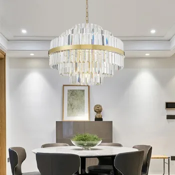 Pandantiv cu LED-uri lampă Moderne, Creative, sala de mese rotunde de cristal de aur întâlnire decorat pentru lumină vie